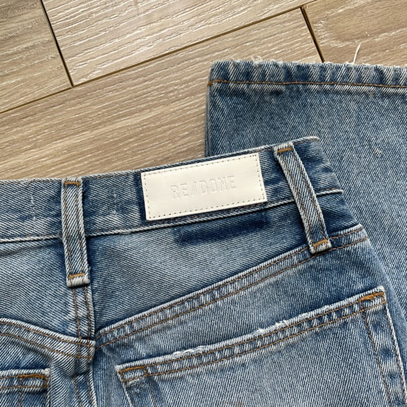 Redone 90s High Rise Loose Medium Destroyed Blue Wash Sz 24 100% Cotton EUC - Picture 10 of 13